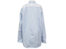 Load image into Gallery viewer, BALENCIAGA バレンシアガ 長袖シャツ 18年 バックプリントシャツ ブルー コットン サイズ37 C630556878TYB185840 良品 中古 54254