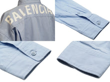 Load image into Gallery viewer, BALENCIAGA バレンシアガ 長袖シャツ 18年 バックプリントシャツ ブルー コットン サイズ37 C630556878TYB185840 良品 中古 54254