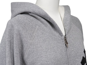 極美品 CHROME HEARTS クロムハーツ ワイノットラグランスリーブジップアップパーカー グレー ブラック サイズXXL 中古 54256