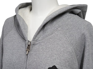 極美品 CHROME HEARTS クロムハーツ ワイノットラグランスリーブジップアップパーカー グレー ブラック サイズXXL 中古 54256