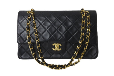 CHANEL シャネル マトラッセ25 ショルダーバッグ ダブルフラップ 2番台 ラムスキン ブラック ゴールド金具 美品 中古 54277