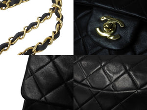 CHANEL シャネル マトラッセ25 ショルダーバッグ ダブルフラップ 2番台 ラムスキン ブラック ゴールド金具 美品 中古 54277