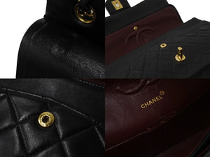 CHANEL シャネル マトラッセ25 ショルダーバッグ ダブルフラップ 2番台 ラムスキン ブラック ゴールド金具 美品 中古 54277