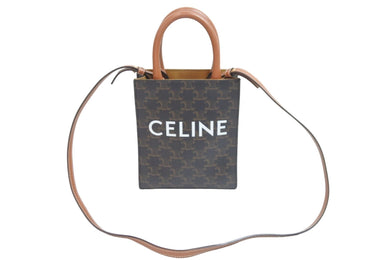 CELINE セリーヌ ミニ バーティカルカバ トリオンフ 2WAY ショルダーバッグ ブラウン 194372BZK.04LU 美品 中古 54285