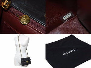 CHANEL シャネル ミニマトラッセ ショルダーバッグ 5番台 ココマーク ラムスキン ブラック ゴールド 美品 中古 54293