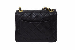 CHANEL シャネル ミニマトラッセ ショルダーバッグ 5番台 ココマーク ラムスキン ブラック ゴールド 美品 中古 54293