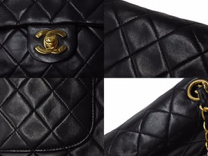 CHANEL シャネル ミニマトラッセ ショルダーバッグ 5番台 ココマーク ラムスキン ブラック ゴールド 美品 中古 54293