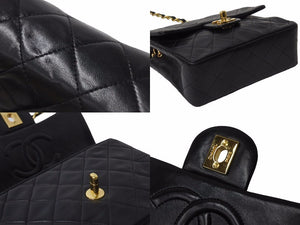 CHANEL シャネル ミニマトラッセ ショルダーバッグ 5番台 ココマーク ラムスキン ブラック ゴールド 美品 中古 54293