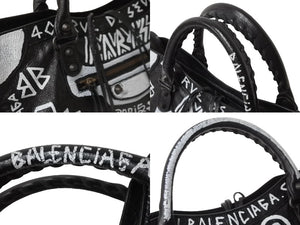 BALENCIAGA バレンシアガ トートバッグ グラフィティ クラシックシティ ミディアム 505550.Y.535269 シルバー金具 美品 中古 54297