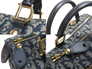 Christian Dior クリスチャンディオール ミニボストンバッグ トロッター 02-B0-0995 キャンバス ネイビー ゴールド 美品 中古 54317