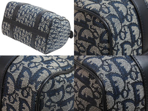 Christian Dior クリスチャンディオール ミニボストンバッグ トロッター 02-B0-0995 キャンバス ネイビー ゴールド 美品 中古 54317