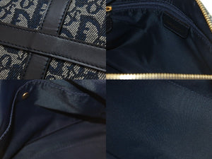 Christian Dior クリスチャンディオール ミニボストンバッグ トロッター 02-B0-0995 キャンバス ネイビー ゴールド 美品 中古 54317
