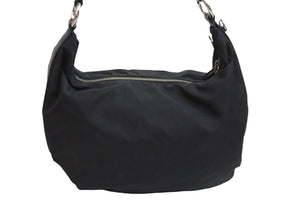 PRADA プラダ ハンドバッグ ワンショルダー 三角プレート ブラック ナイロン BR3332 シルバー金具 良品 中古 54324