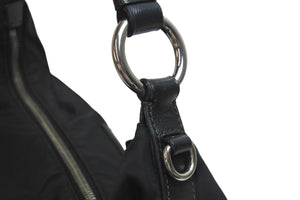 PRADA プラダ ハンドバッグ ワンショルダー 三角プレート ブラック ナイロン BR3332 シルバー金具 良品 中古 54324