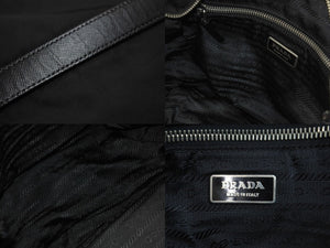 PRADA プラダ ハンドバッグ ワンショルダー 三角プレート ブラック ナイロン BR3332 シルバー金具 良品 中古 54324