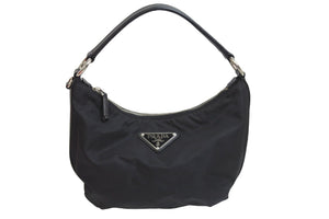 極美品 PRADA プラダ ハンドバッグ ワンショルダー トライアングルロゴ BR3332 ナイロン ブラック シルバー金具 中古 54325