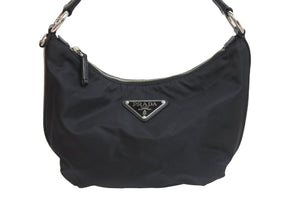 極美品 PRADA プラダ ハンドバッグ ワンショルダー トライアングルロゴ BR3332 ナイロン ブラック シルバー金具 中古 54325