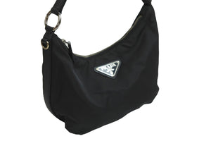 極美品 PRADA プラダ ハンドバッグ ワンショルダー トライアングルロゴ BR3332 ナイロン ブラック シルバー金具 中古 54325