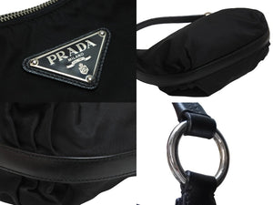 極美品 PRADA プラダ ハンドバッグ ワンショルダー トライアングルロゴ BR3332 ナイロン ブラック シルバー金具 中古 54325