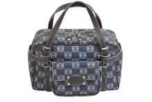 Load image into Gallery viewer, LOEWE ロエベ ハンドバッグ アナグラム柄 ポーチ付き 290410 レザー PVC ネイビー ブラウン ゴールド金具 良品 中古 54327