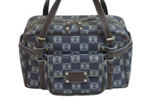 Load image into Gallery viewer, LOEWE ロエベ ハンドバッグ アナグラム柄 ポーチ付き 290410 レザー PVC ネイビー ブラウン ゴールド金具 良品 中古 54327