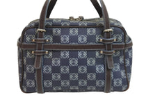 Load image into Gallery viewer, LOEWE ロエベ ハンドバッグ アナグラム柄 ポーチ付き 290410 レザー PVC ネイビー ブラウン ゴールド金具 良品 中古 54327
