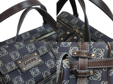 Load image into Gallery viewer, LOEWE ロエベ ハンドバッグ アナグラム柄 ポーチ付き 290410 レザー PVC ネイビー ブラウン ゴールド金具 良品 中古 54327