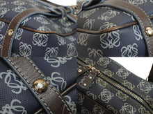 Load image into Gallery viewer, LOEWE ロエベ ハンドバッグ アナグラム柄 ポーチ付き 290410 レザー PVC ネイビー ブラウン ゴールド金具 良品 中古 54327