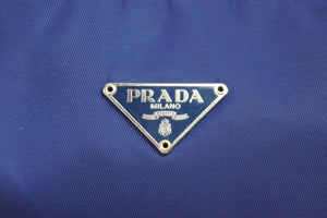 極美品 PRADA プラダ ハンドバッグ ワンショルダー MV515 ホーボー ミニバッグ 三角ロゴ ブルー ナイロン 中古 54349
