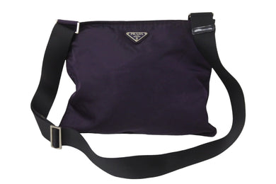 PRADA プラダ テスート ナイロンショルダーバッグ トライアングルロゴ パープル鞄 斜め掛け ブラック 中古 54351 