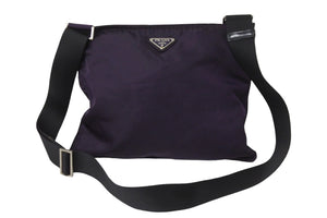 PRADA プラダ テスート ナイロンショルダーバッグ トライアングルロゴ パープル鞄 斜め掛け ブラック 中古 54351 