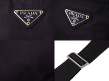 画像をギャラリービューアに読み込む, PRADA プラダ テスート ナイロンショルダーバッグ トライアングルロゴ パープル鞄 斜め掛け ブラック 中古 54351 