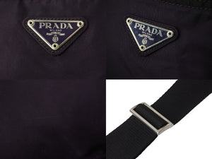PRADA プラダ テスート ナイロンショルダーバッグ トライアングルロゴ パープル鞄 斜め掛け ブラック 中古 54351 