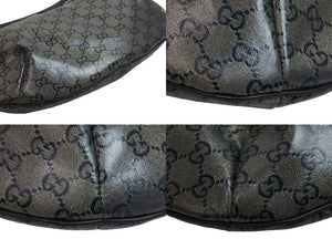 GUCCI グッチ GGクリスタル ショルダーバッグ PVC レザー シルバー グレー ブラック 181092 1669 良品 中古 54352