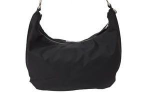 PRADA プラダ ハンドバッグ ワンショルダー 三角プレート ブラック ナイロン BR3332 シルバー金具 美品 中古 54358