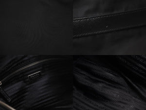PRADA プラダ ハンドバッグ ワンショルダー 三角プレート ブラック ナイロン BR3332 シルバー金具 美品 中古 54358