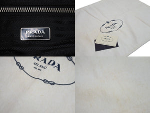PRADA プラダ ハンドバッグ ワンショルダー 三角プレート ブラック ナイロン BR3332 シルバー金具 美品 中古 54358