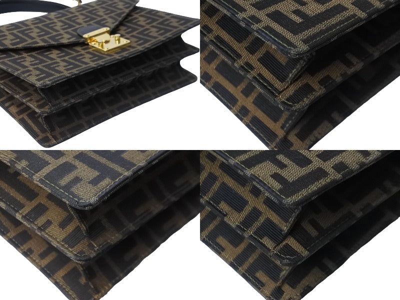 FENDI フェンディ ハンドバッグ ショルダーバッグ ズッカ柄 FF ロゴ レザー 091493308 2way ゴールド金具 美品  54361