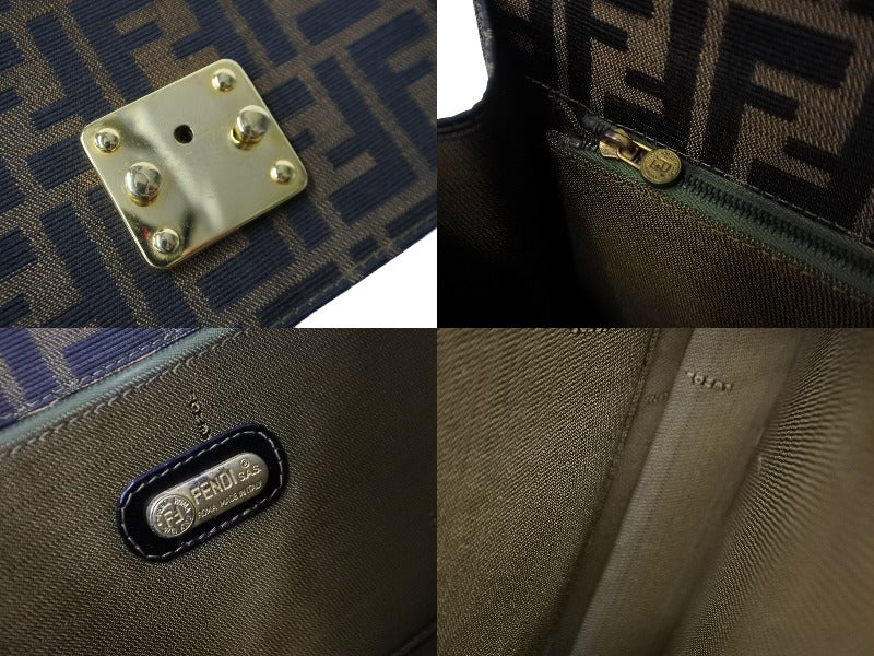 FENDI フェンディ ハンドバッグ ショルダーバッグ ズッカ柄 FF ロゴ レザー 091493308 2way ゴールド金具 美品  54361