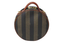 画像をギャラリービューアに読み込む, FENDI フェンディ ぺカン 丸型 ハンドバッグ ロゴ ブラウン ブラック レザー コーティング キャンバス 鞄 良品 中古 54364 