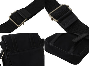 DIOR HOMME ディオールオム ショルダーバッグ ブラック キャンバス レザー 175-BM-0086 シルバー金具 良品 中古 54371