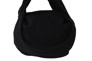 極美品 CELINE セリーヌ ロゴ ミディアム スウェット ショルダーバッグ ブラック 110201EKO シルバー金具 中古 54385