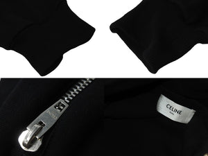極美品 CELINE セリーヌ ロゴ ミディアム スウェット ショルダーバッグ ブラック 110201EKO シルバー金具 中古 54385