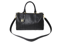 Load image into Gallery viewer, CHANEL シャネル ミニボストンバッグ ショルダーバッグ 2WAY ココマーク キャビアスキン ブラック ゴールド金具 美品 中古 54397