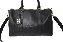 Load image into Gallery viewer, CHANEL シャネル ミニボストンバッグ ショルダーバッグ 2WAY ココマーク キャビアスキン ブラック ゴールド金具 美品 中古 54397