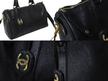 Load image into Gallery viewer, CHANEL シャネル ミニボストンバッグ ショルダーバッグ 2WAY ココマーク キャビアスキン ブラック ゴールド金具 美品 中古 54397