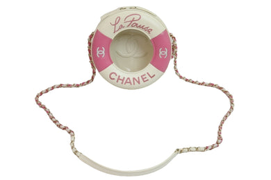 新品同様 CHANEL シャネル 浮き輪モチーフ チェーンショルダーバッグ クルーズライン 27番台 ピンク ゴールド金具 中古 54398
