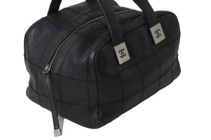 CHANEL シャネル チョコバー ハンドバッグ ミニボストンバッグ 8番台 A24184 ラムスキン ブラック シルバー 美品 中古 54400