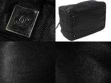 Load image into Gallery viewer, CHANEL シャネル チョコバー ハンドバッグ ミニボストンバッグ 8番台 A24184 ラムスキン ブラック シルバー 美品 中古 54400