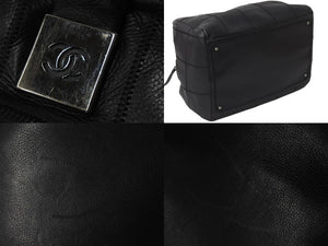 CHANEL シャネル チョコバー ハンドバッグ ミニボストンバッグ 8番台 A24184 ラムスキン ブラック シルバー 美品 中古 54400